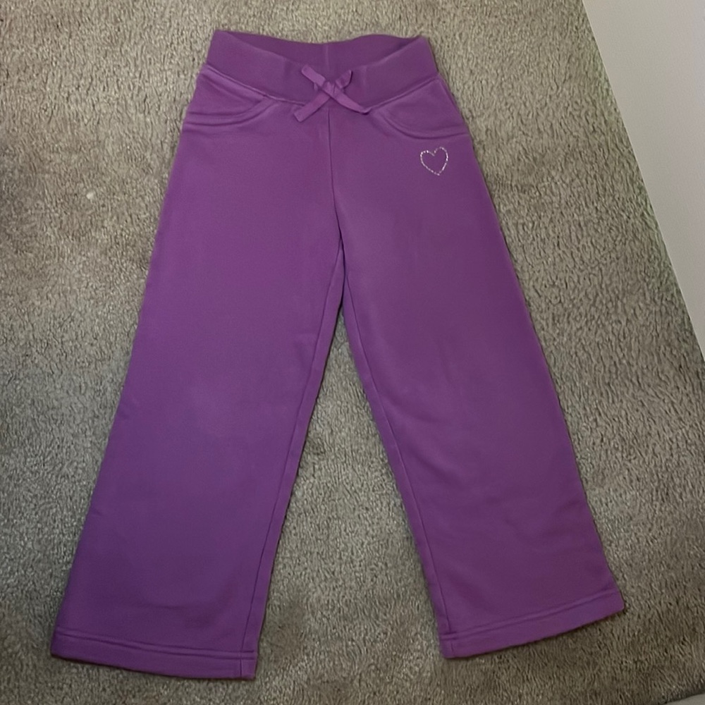 KIDS PURPLE STUDDED HEART PANTS
